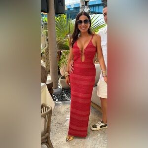 Red Knit Maxi Dress